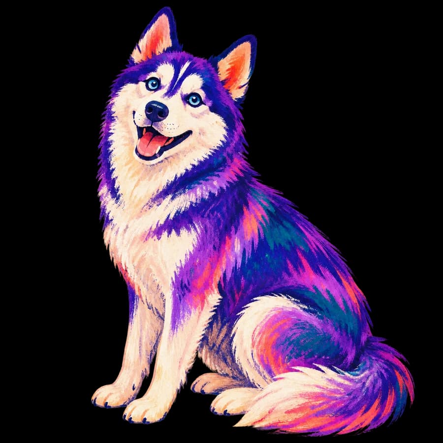 Colorful husky illustration